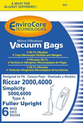 Simplicity Type A 5000, 6000 Vacuum Bags - 6 pack. Replaces part S6-3, S6 Bags