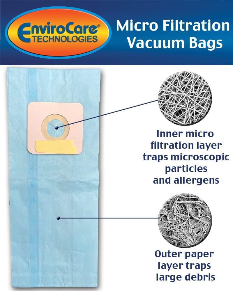 Carpet Pro 06.153 / FB06153 /  Upright Vacuum Bags for CPU Uprights, Light Blue Bags - 3 pack
