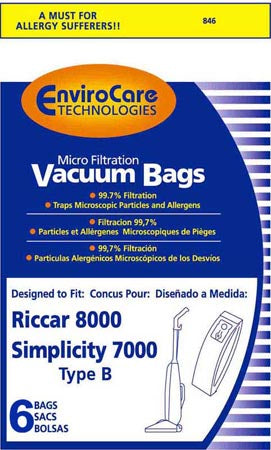 Simplicity Type B 7000 Series Vacuum Bags - 6 pack Replaces S7-3