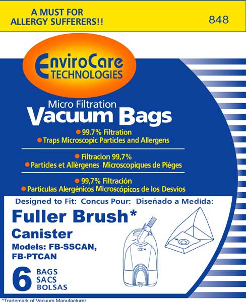 Fuller Brush canister vacuums Bags, #848 - 12 Pack