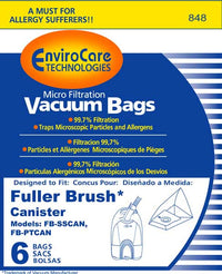 Fuller Brush Canister models FB-SSCAN, FB-PTCAN vacuum cleaner bags