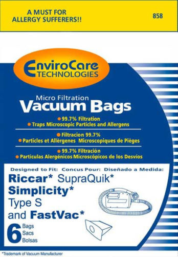 6 Simplicity Type S Bags for Sport Canisters, 858