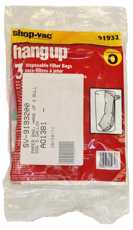 Type O - 9193200 - Shop-Vac® Disposable Filter Bags