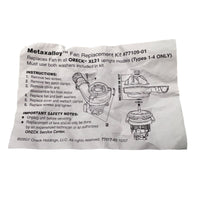 Oreck: O-7710901
Fan, Assembly Model 2100-600