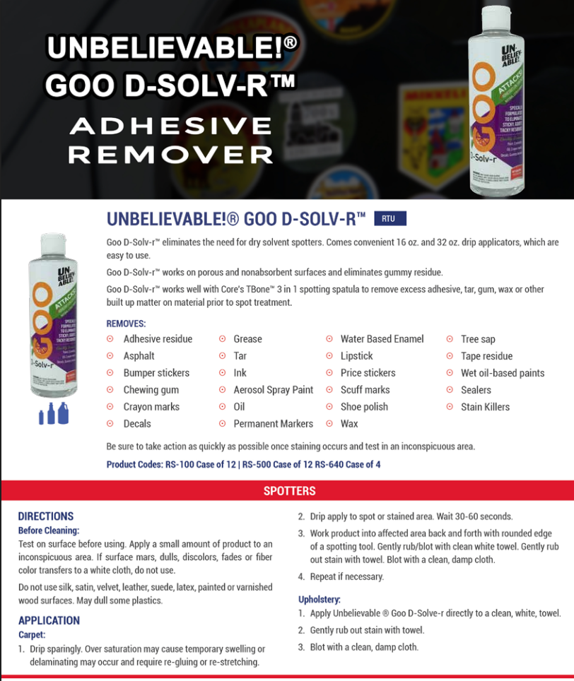 Core Unbelievable Goo D-Solv-R, 16oz Squeeze Bottle #UGDP-16