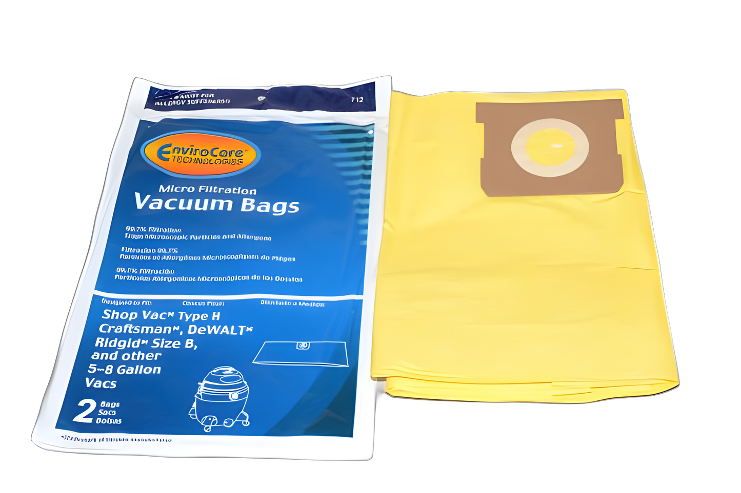 Paper Bags Shop Vac 5 8 Gallon, 2pkmicro Filtration Vacuum #712