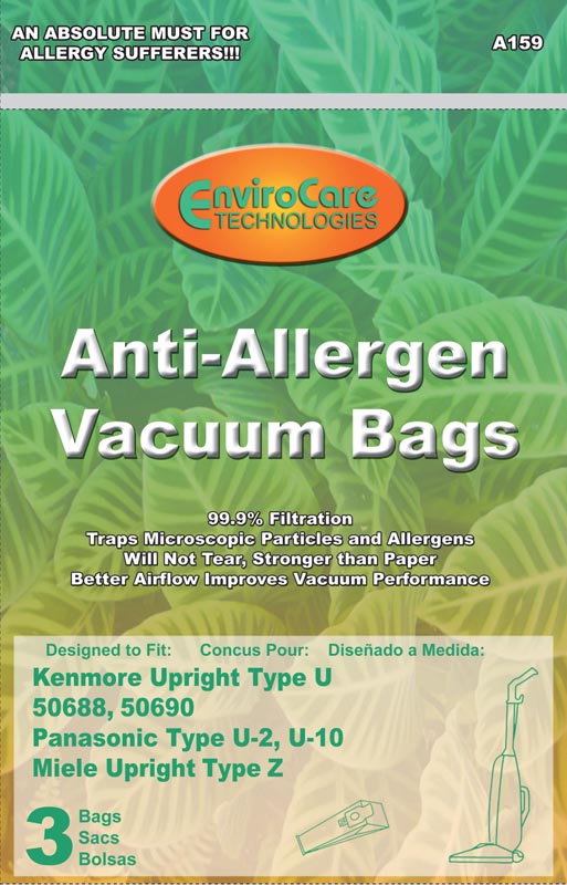 Kenmore Style U and Style O Upright HEPA Like Synthetic Cloth Bags for 50688 50690 Vacuum - 27 Pack