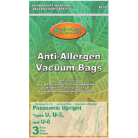 Panasonic U3 or U6 Type bags- 3 pack