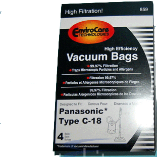 Panasonic AMC-J3EP Type C-18 Canister Vacuum Bags for MC-CG800 - Generic- 4 Pack