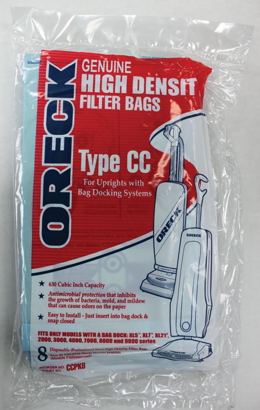 Oreck CCPK8 Type CC Upright XL Bags with Docking System - 6 Pack