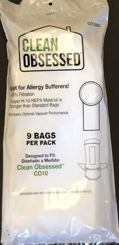 Clean Obsessed Backpack Vacuum HEPA Paper Bags CO10BG