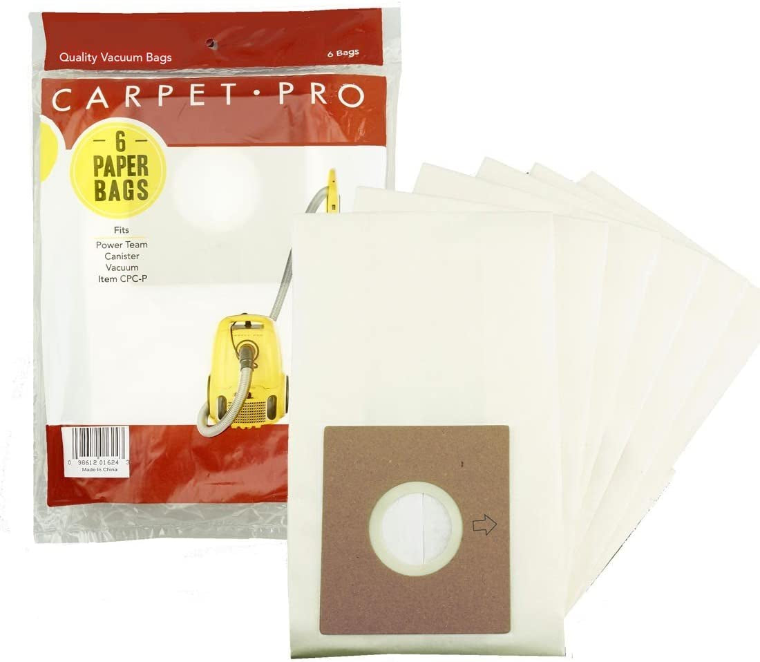 Carpet Pro Vacuum Cleaner Bags for CPC-P Canister Vacuum, 6/pk , #CPCP-6