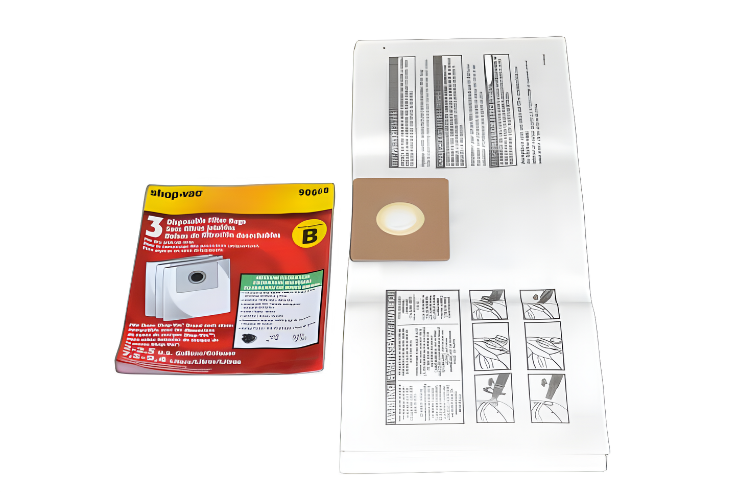 Paper Bags Shop Vac, B, All Around Vacpack of 3, 2 2.5 Gallon Bags Vacuum #9066833