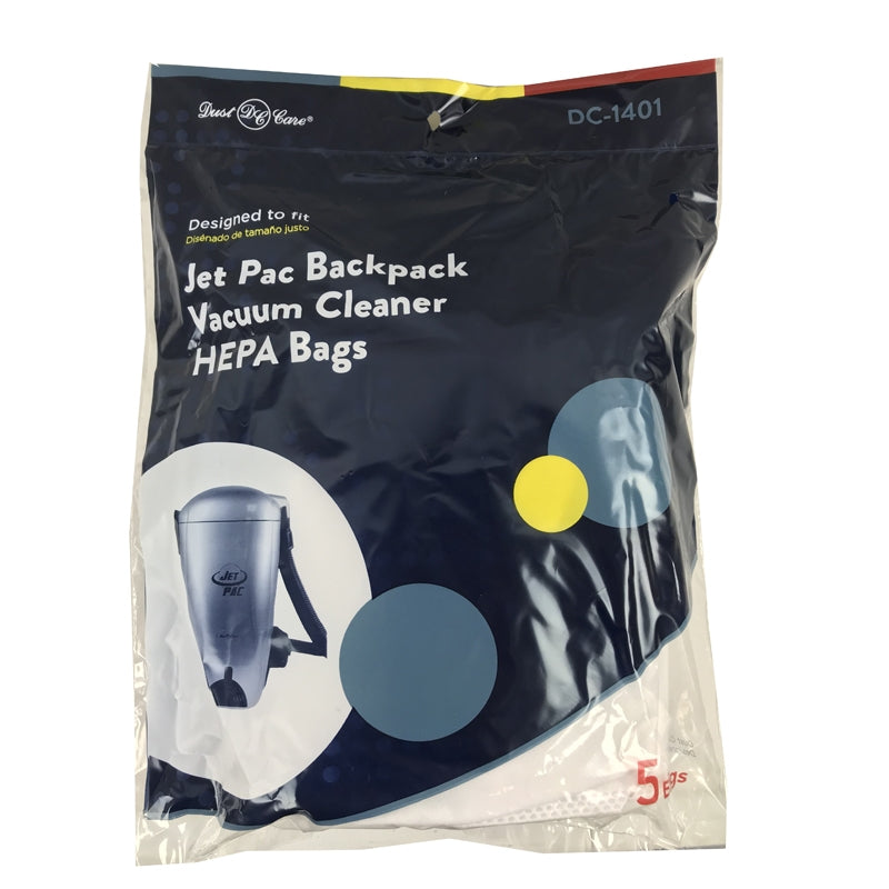 Dust Care: DC-1401 Paper Bag, Cloth HEPA Jet Pac Backpack 5Pk