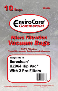 Advance / Kent Euroclean UZ964 Hip Vac Vacuum Bags - 10 Bags 1 Filter