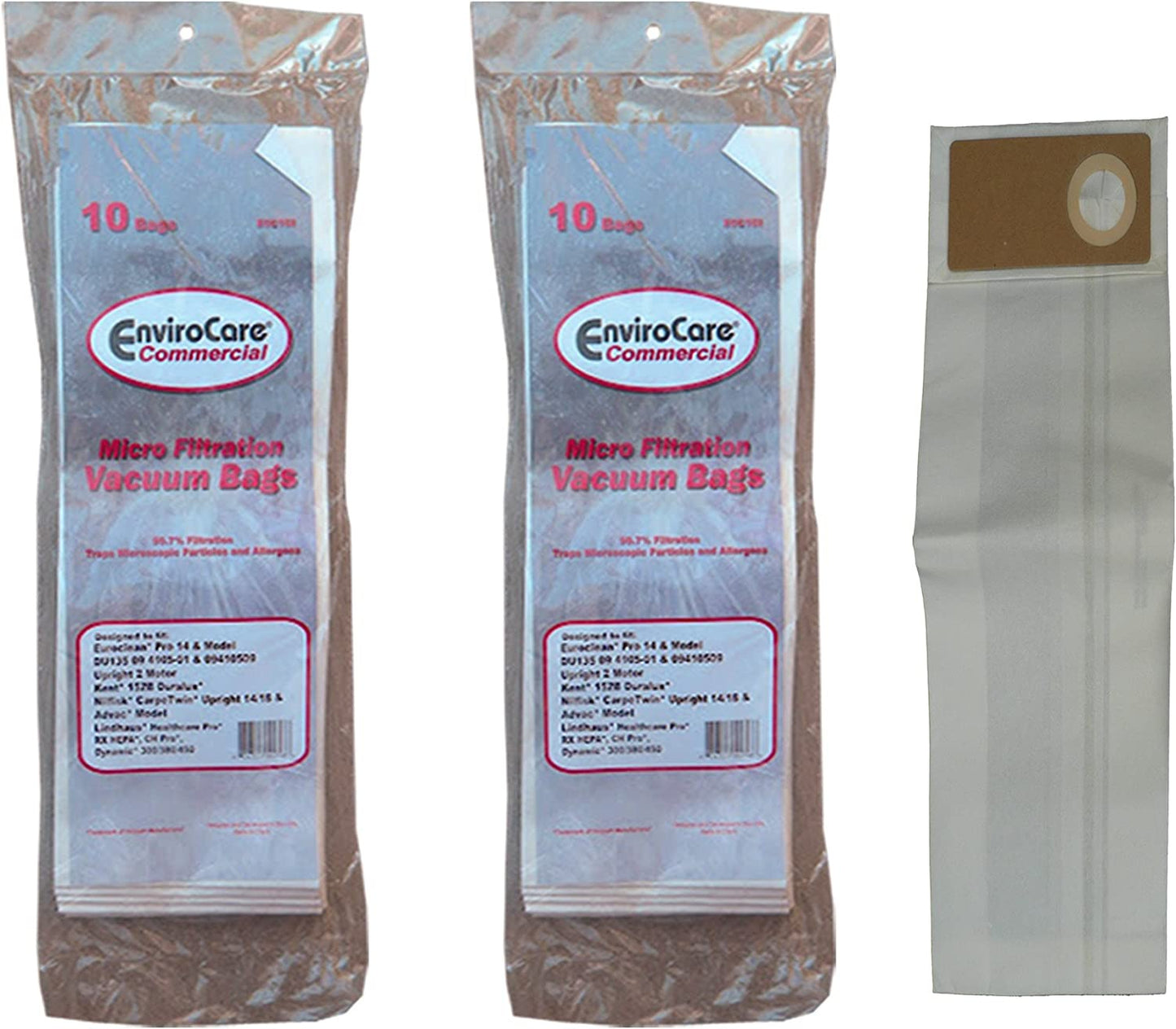 PAPER BAGS-10PK,LINDHAUS PRO 4,KENT 152B, FITS, CARPET TWIN 14/18,EUROCLEAN PRO14,DU135