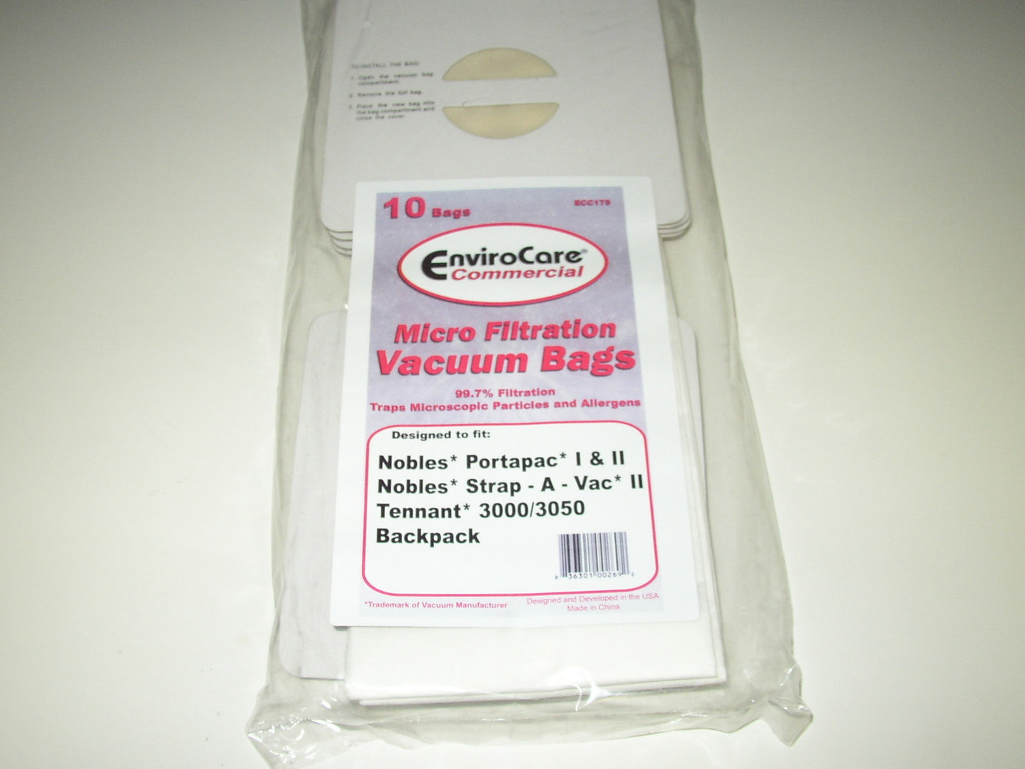 Nobles Portapac I & II and Tennant 3000/3050 Commercial Vacuum Bags #ECC175 - Generic - 10 pack