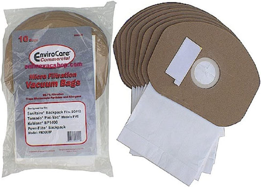 PAPER BAGS,10PK-SANITAIRE SC412,TORNADO PV6 KOBLENZ BP1400,TENNANT V BP6 BACKPACK