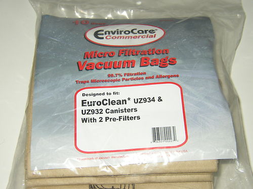 EuroClean UZ932, UZ934 Commercial Vacuum Bags Nilfisk Euroclean Kent GD930 UZ930 UZ935 DP9000 UZ920 UZ930S, Z970, Z990 # ECC934 - Generic - 10 pack