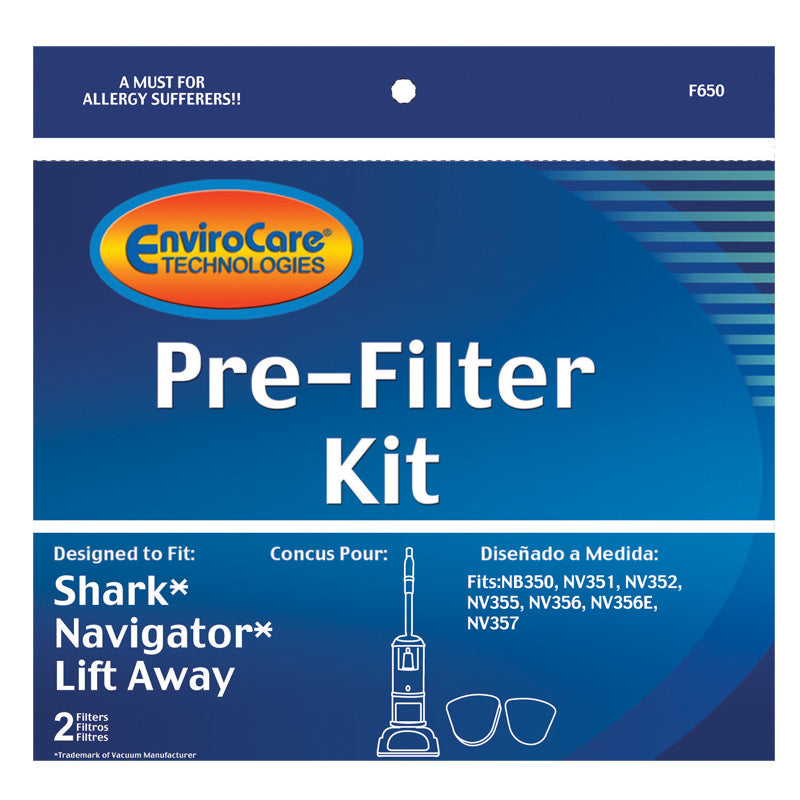 Envirocare Shark Navigator Lift-Away Filter Kit XFF350 for NV351 NV352, 650