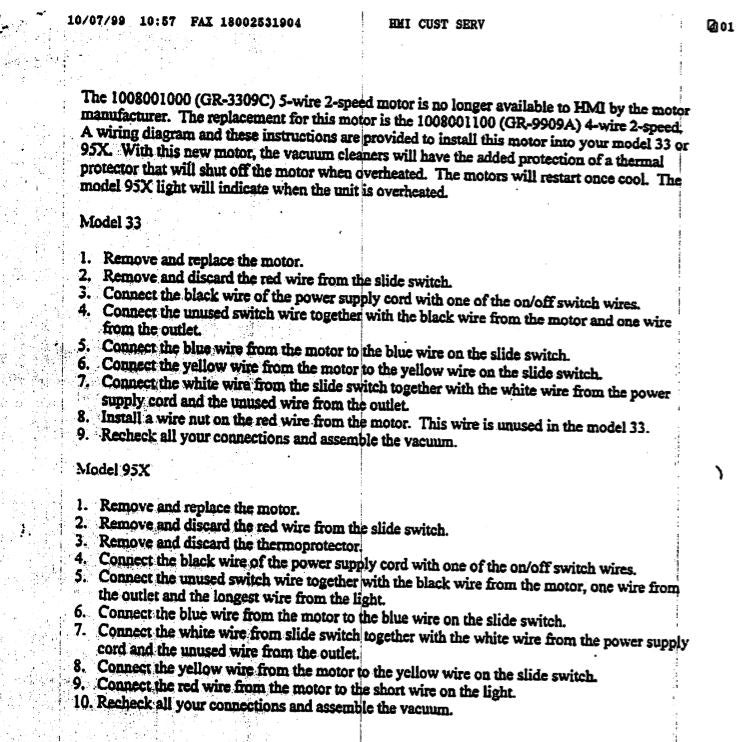MOTOR-FILTER QUEEN,2 SPEED ,120 VOLT, 4 WIRE
