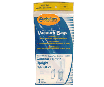 GE/WalMart GE-1 Upright Vacuum Cleaner Bags - Generic - 3 pack