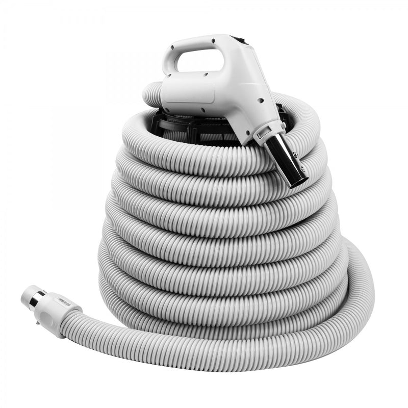 Central vacuum hose 50 ft with low voltage on off switch and button lock Plastiflex XZ130138050BUM