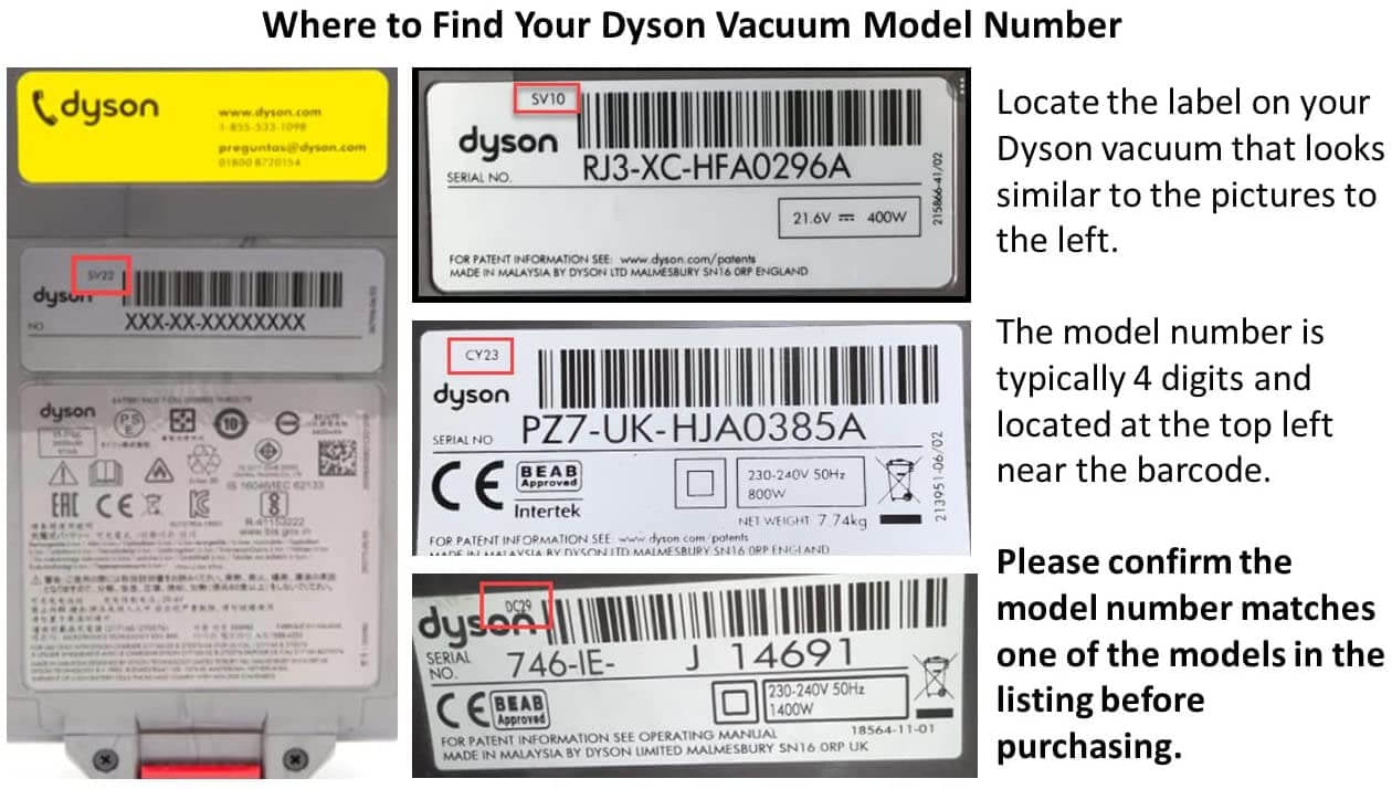 How to find Dyson Model Number