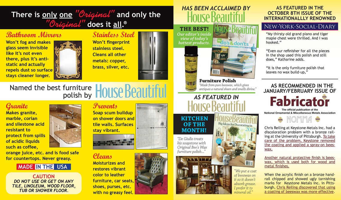 Original Bee's Wax All Purpose Polish Spray Beeswax 17oz - MADE IN THE USA