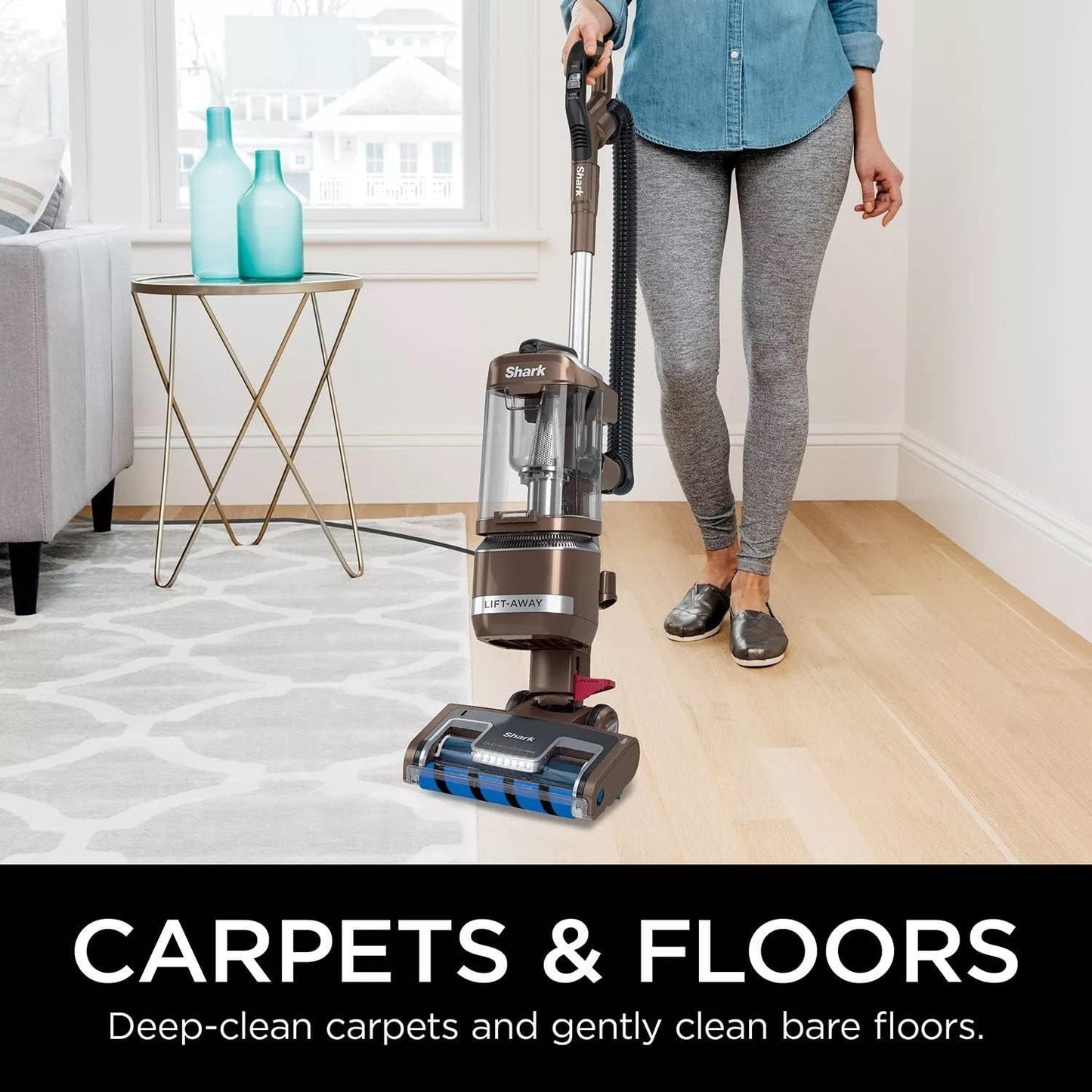 Shark Rotator Upright Vacuum Cleaner with Self-Cleaning Brushroll Powerful Pet Hair Pickup and HEPA Filter, Lift-Away w/DuoClean, Reconditioned #LA455ENA