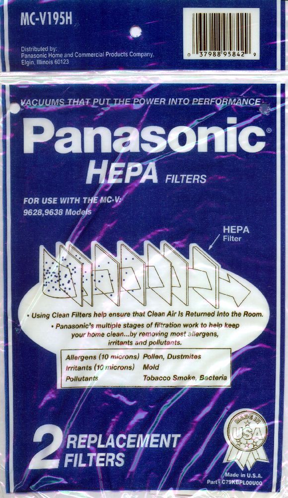Panasonic MC-V195H Canister HEPA Filter for V9628 / V9638 - 2 Pack #AC30KGJZ000