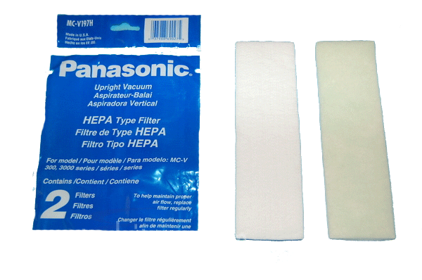 Panasonic MC-V6405 Upright Vacuum Cleaner HEPA Filters MC-V197H - 2 Pack