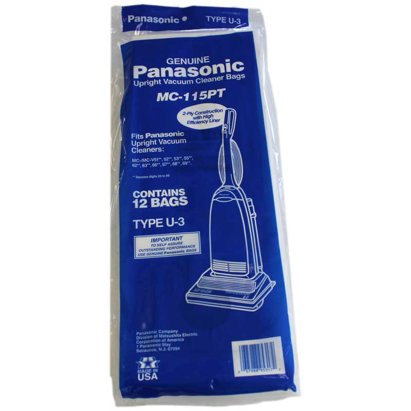 Panasonic Type U-3 Bags MC-115PT- 12 pack