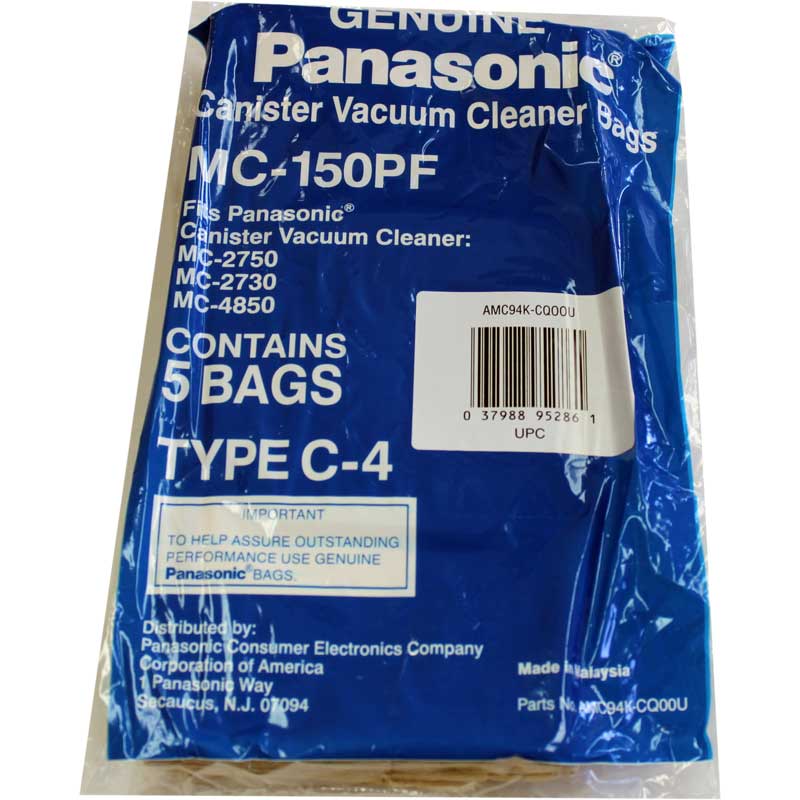 Panasonic MC-150PF Type C-4 vacuum cleaner bags - 5 pack. Also replaces C-11 Bags