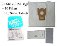 Miele Type F, J M (FJM) HEPA Like Synthetic Cloth Vacuum Cleaner Dustbags 25 Bags 10 Filters 8 Scent Tablets. Replaces Miele part 7291640 - Generic