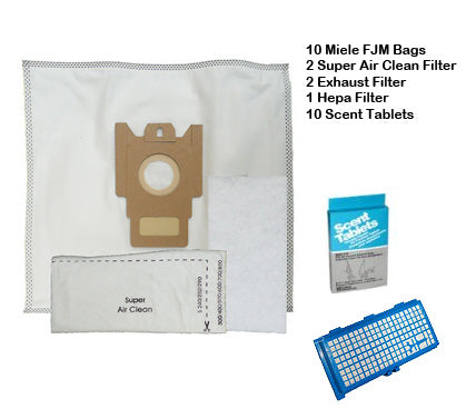Miele S4 Series Canister Vacuum Supply Kit 1 AH-50 HEPA Filter + 9 Miele FJM Bags - Generic