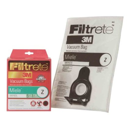 Miele Type Z Filtrete 3M Synthetic Cloth Allergen Dustbags for S170 - S185 - 5 Bags 2 Filters. Replaces Miele Part 05294741