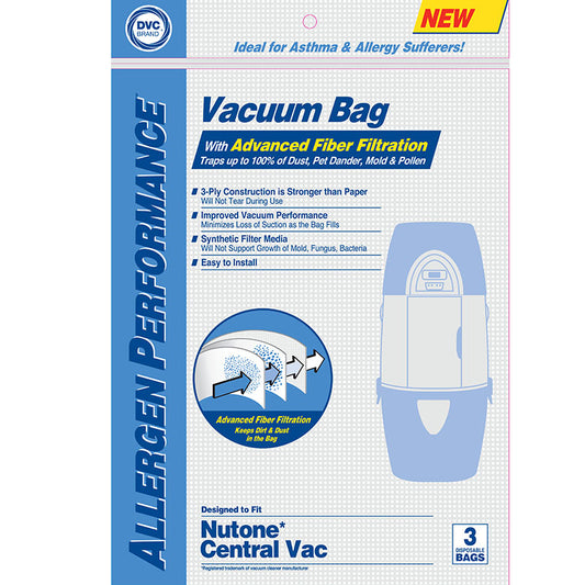 Nutone Replacement: NUR-1415 Paper Bag, DVC Nutone 395 Central Vac Syn 3Pk
