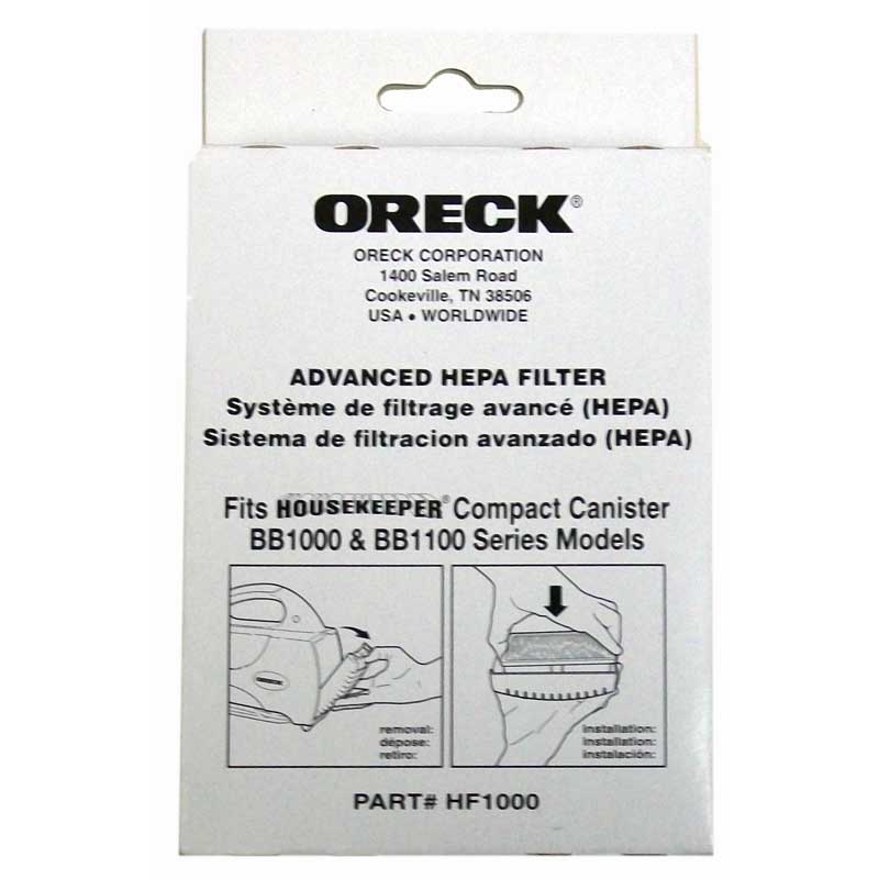 Oreck: O-HF1000 Filter, HEPA Buster B BB1000/BB1100 Series Exhaust