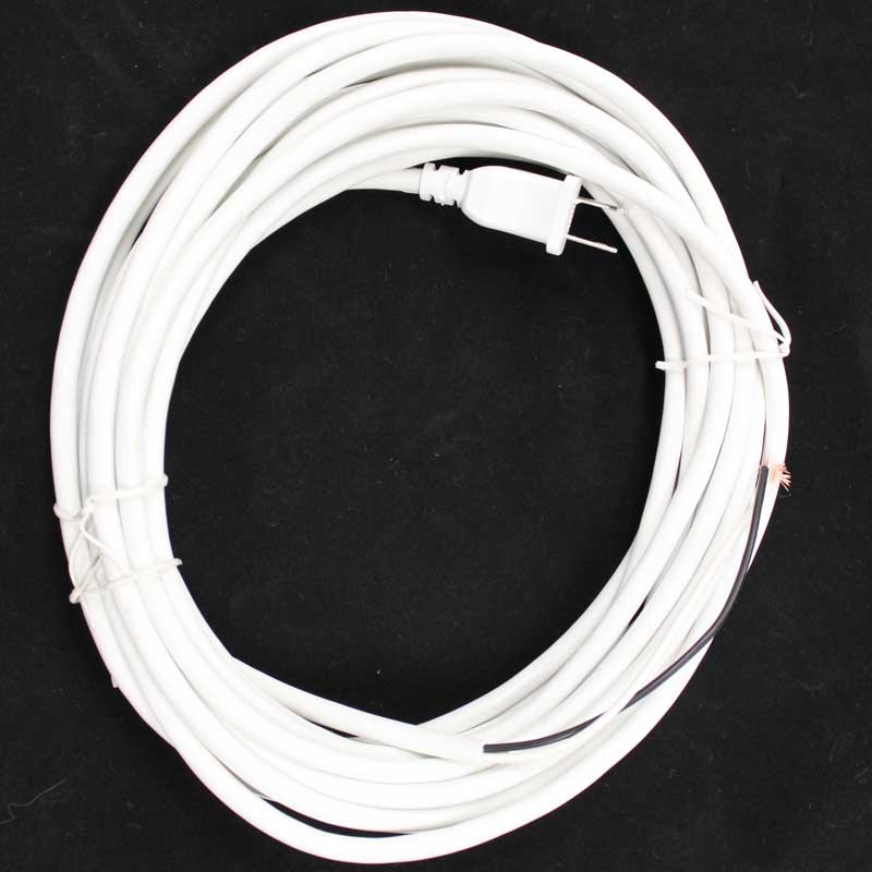 Oreck Vacuum Power Cord 18 Gauge 2 Wire - 30 Feet - White