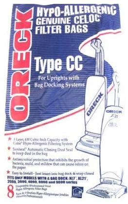 Oreck CCPK8, CCPK8DW TYPE CC Upright Vacuum Bags for XL7, XL21 - 6 Pack
