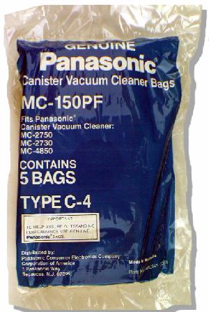 Panasonic MC-150PF Type C-4 vacuum cleaner bags - 5 pack. Also replaces C-11 Bags