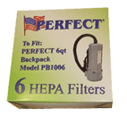 Perfect 6 Quart Backpack HEPA Filtration Vacuum Bags - 6 Pack