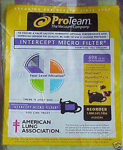 ProTeam 104544 ProClean, Sequoia, RunningVac, QuietPro 698 Sq. Inches 10 QT Vacuum Bags - 10 pack, Replaces 103280