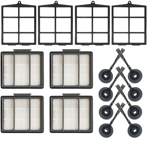 6 Pack Replacement Parts Compatible with Shark ION Robot Vacuum R85 RV850 S86 S87 S88 R71 R72 R75 RV761 RV771 RV871 AV751 AV752 AV753, 4 Primary Filters &4 Vacuum Filter & 8 Side Brushes