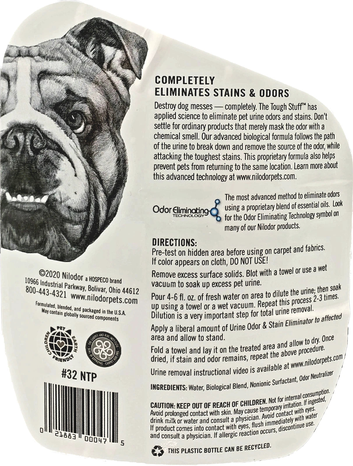 Titan Natural Touch, Enzyme Odor & Stain Remover, 32oz Spray Bottle Vacuum #32NTP