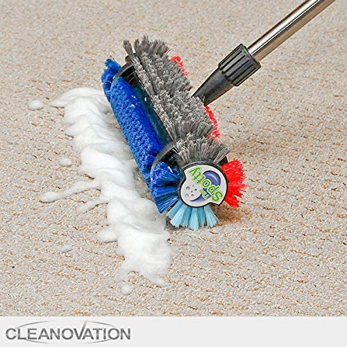 Grout Scrubber Brush with Long Handle, Also Cleans Carpet & removes Dirt and Stains