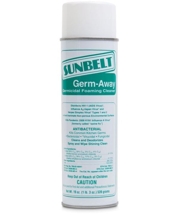 Professional-grade Germ Away Germicidal Foaming Spray Cleaner