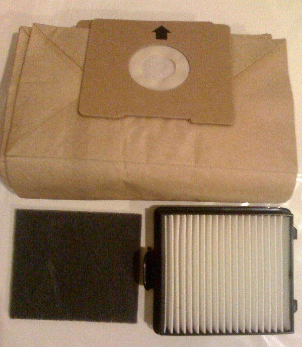 Euro-Pro Shark XH733H Canister Vacuum Cleaner Bags and Filters Kit for EP733 Canister - 9 Paper bags + 1 Hepa Filter + 1 Secondary Filter - Genuine