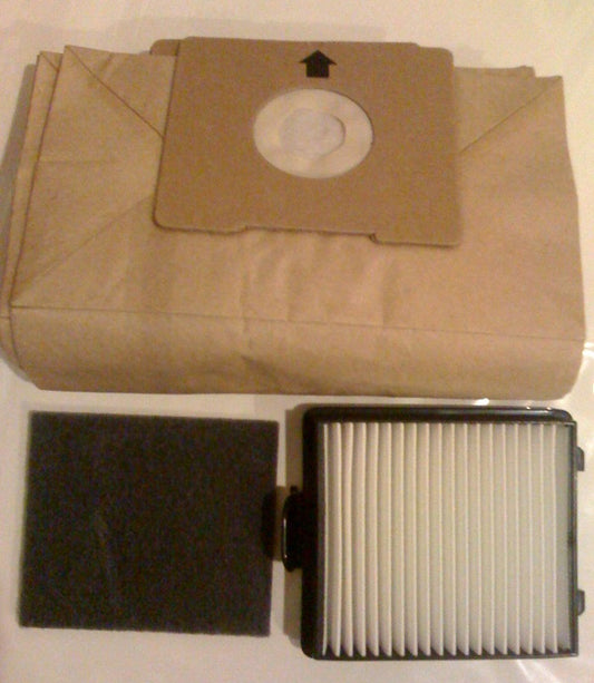 Euro-Pro Shark XH733H Canister Vacuum Cleaner Bags and Filters Kit for EP733 Canister - 9 Paper bags + 1 Hepa Filter + 1 Secondary Filter - Genuine